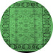 Round Oriental Emerald Green Traditional Rug, urb691emgrn
