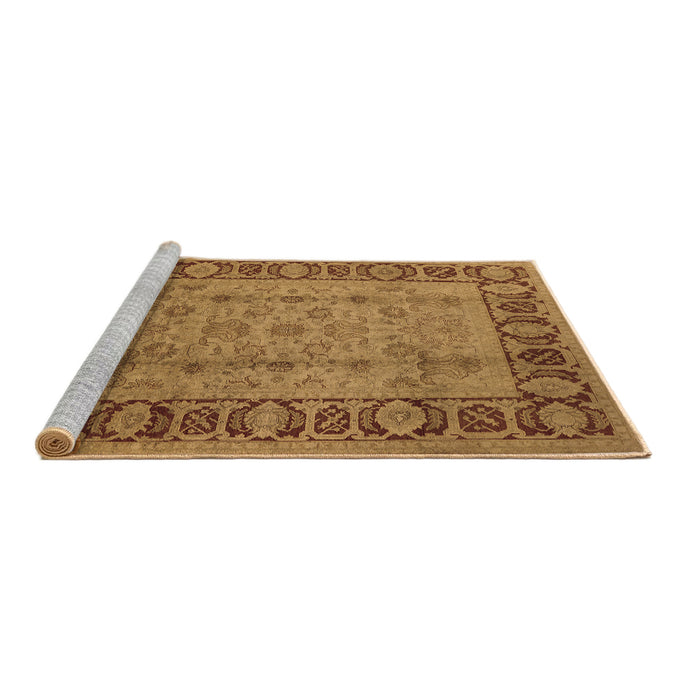 Sideview of Machine Washable Oriental Brown Traditional Rug, wshurb691brn
