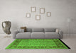 Machine Washable Oriental Green Traditional Area Rugs in a Living Room,, wshurb691grn