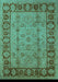 Machine Washable Oriental Turquoise Traditional Area Rugs, wshurb691turq