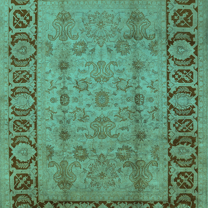 Machine Washable Oriental Turquoise Traditional Area Rugs, wshurb691turq