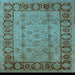 Square Machine Washable Oriental Light Blue Traditional Rug, wshurb691lblu