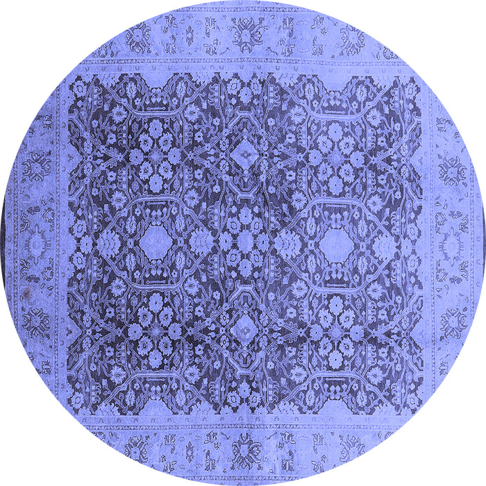 Round Oriental Blue Traditional Rug, urb692blu