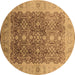 Round Machine Washable Oriental Brown Traditional Rug, wshurb692brn