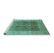 Sideview of Machine Washable Oriental Turquoise Traditional Area Rugs, wshurb692turq