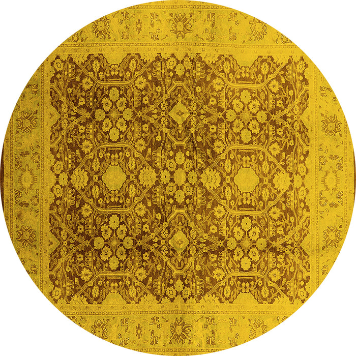 Round Oriental Yellow Traditional Rug, urb692yw