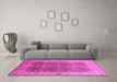 Machine Washable Oriental Pink Traditional Rug in a Living Room, wshurb692pnk