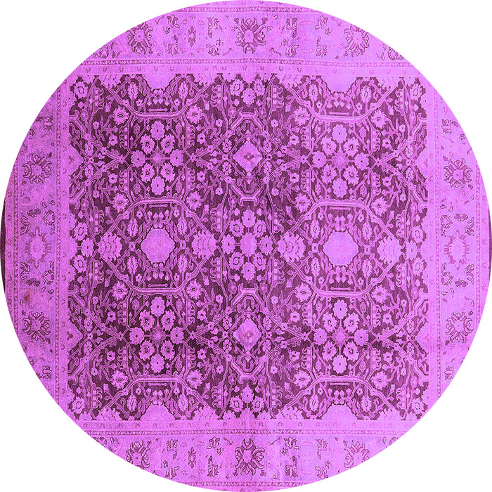 Round Machine Washable Oriental Purple Traditional Area Rugs, wshurb692pur