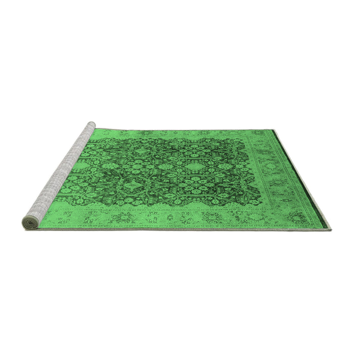 Sideview of Machine Washable Oriental Emerald Green Traditional Area Rugs, wshurb692emgrn