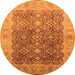 Round Machine Washable Oriental Orange Traditional Area Rugs, wshurb692org