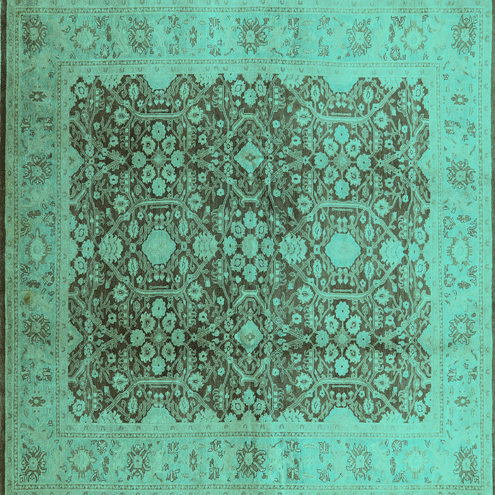 Square Oriental Turquoise Traditional Rug, urb692turq