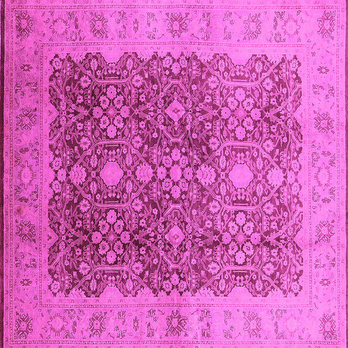 Square Machine Washable Oriental Pink Traditional Rug, wshurb692pnk