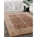 Mid-Century Modern Chestnut Red Oriental Rug in Family Room, urb692