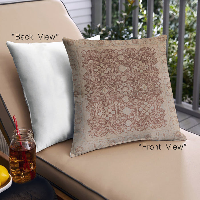 Front View of Mid-Century Modern Urban Square Chestnut Red Throw Pillow, 18 inch by 18 inch, pwurb692