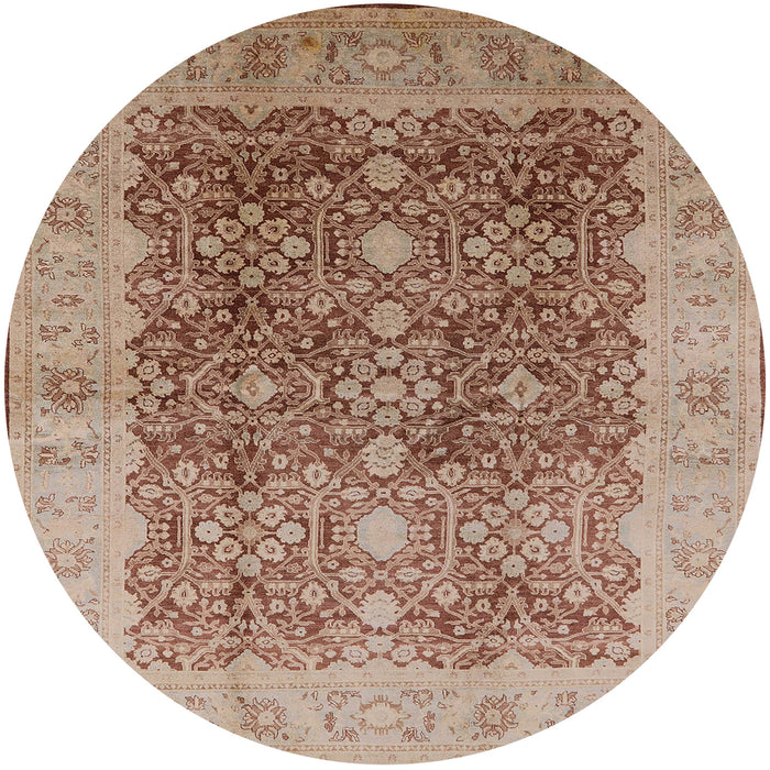 Round Machine Washable Industrial Modern Chestnut Red Rug, wshurb692