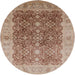 Round Mid-Century Modern Chestnut Red Oriental Rug, urb692