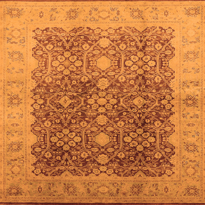 Square Machine Washable Oriental Orange Traditional Area Rugs, wshurb692org