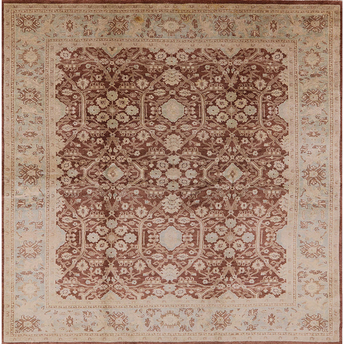 Square Mid-Century Modern Chestnut Red Oriental Rug, urb692