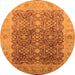 Round Oriental Orange Traditional Rug, urb692org