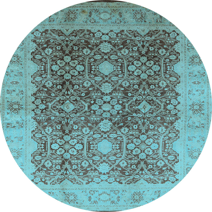 Round Oriental Light Blue Traditional Rug, urb692lblu