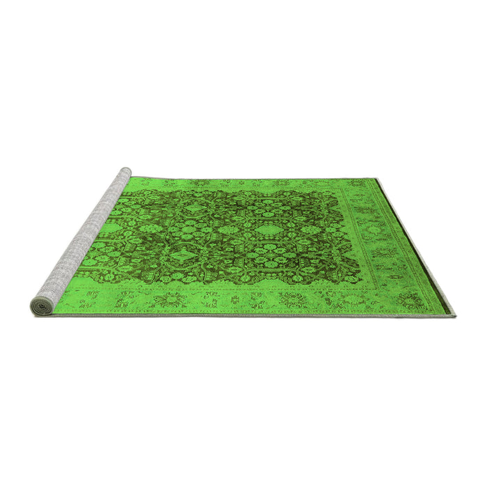 Sideview of Machine Washable Oriental Green Traditional Area Rugs, wshurb692grn