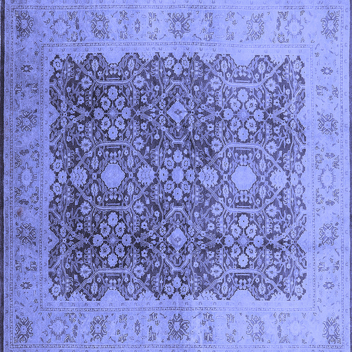 Square Machine Washable Oriental Blue Traditional Rug, wshurb692blu