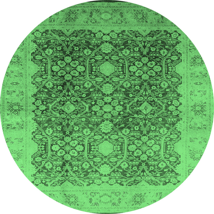 Round Oriental Emerald Green Traditional Rug, urb692emgrn