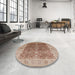 Round Mid-Century Modern Chestnut Red Oriental Rug in a Office, urb692
