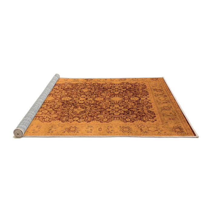 Sideview of Machine Washable Oriental Orange Traditional Area Rugs, wshurb692org