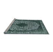 Sideview of Machine Washable Industrial Modern Cadet Blue Green Rug, wshurb693