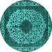 Round Oriental Turquoise Industrial Rug, urb693turq