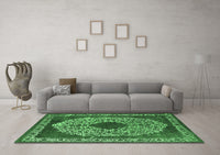 Machine Washable Oriental Emerald Green Industrial Rug, wshurb693emgrn