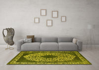 Machine Washable Oriental Yellow Industrial Rug, wshurb693yw