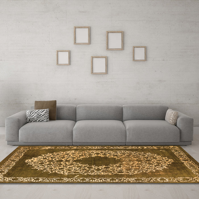 Machine Washable Oriental Orange Industrial Area Rugs in a Living Room, wshurb693org