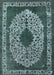 Machine Washable Industrial Modern Cadet Blue Green Rug, wshurb693