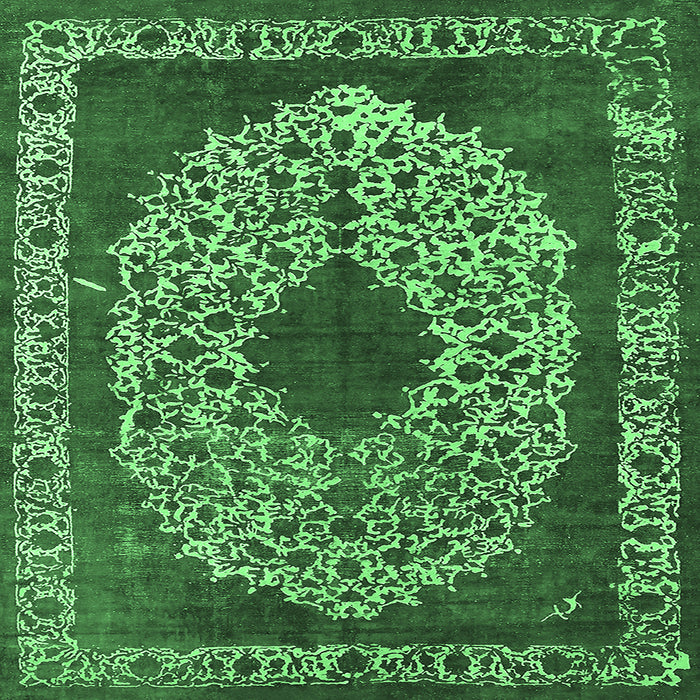 Square Oriental Emerald Green Industrial Rug, urb693emgrn