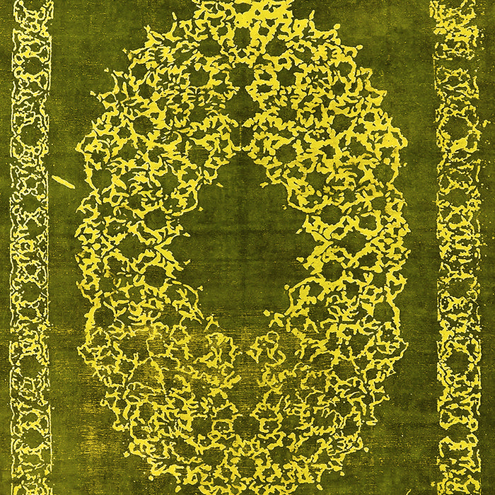 Machine Washable Oriental Yellow Industrial Rug, wshurb693yw