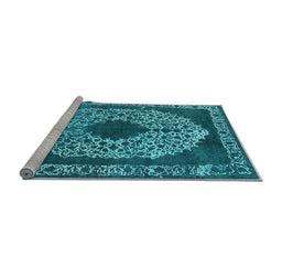 Sideview of Machine Washable Oriental Light Blue Industrial Rug, wshurb693lblu