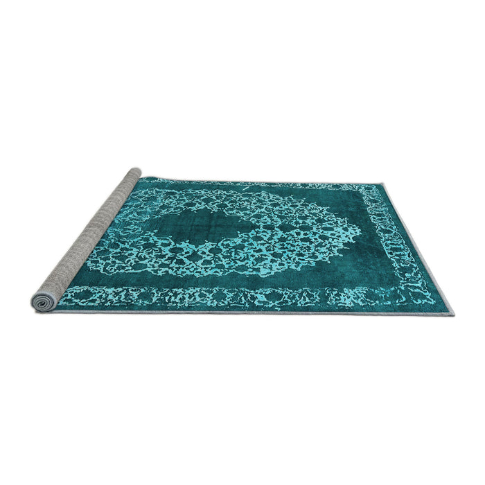 Sideview of Machine Washable Oriental Light Blue Industrial Rug, wshurb693lblu