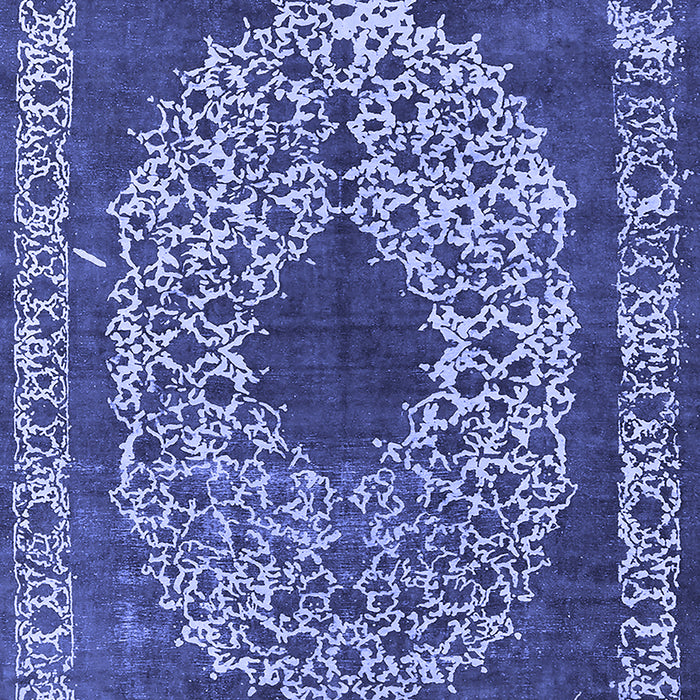 Machine Washable Oriental Blue Industrial Rug, wshurb693blu