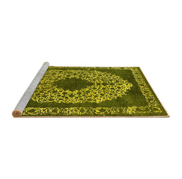 Sideview of Machine Washable Oriental Yellow Industrial Rug, wshurb693yw