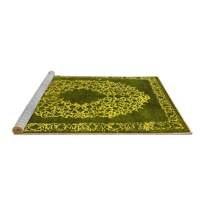 Sideview of Machine Washable Oriental Yellow Industrial Rug, wshurb693yw