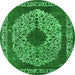 Round Oriental Green Industrial Rug, urb693grn