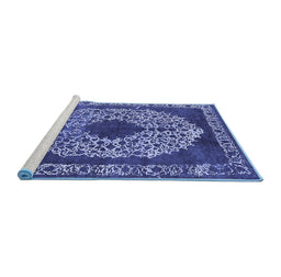 Sideview of Machine Washable Oriental Blue Industrial Rug, wshurb693blu