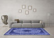 Machine Washable Oriental Blue Industrial Rug in a Living Room, wshurb693blu