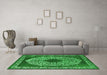 Machine Washable Oriental Green Industrial Area Rugs in a Living Room,, wshurb693grn