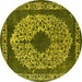 Round Oriental Yellow Industrial Rug, urb693yw