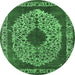 Round Oriental Emerald Green Industrial Rug, urb693emgrn