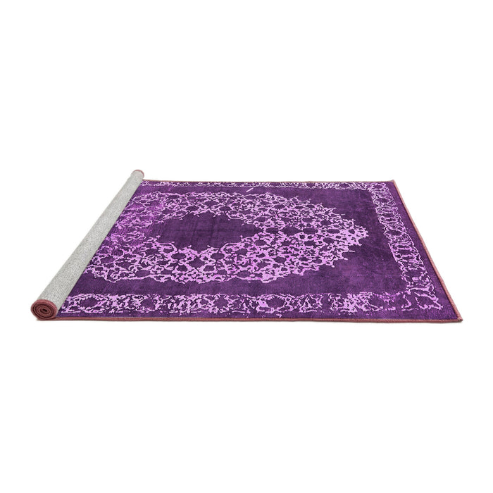 Sideview of Machine Washable Oriental Pink Industrial Rug, wshurb693pnk