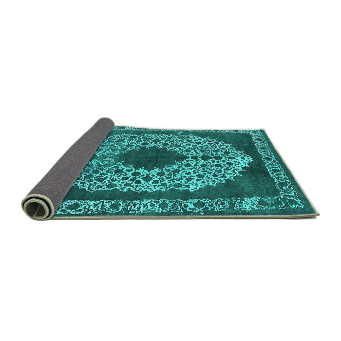 Sideview of Oriental Turquoise Industrial Rug, urb693turq